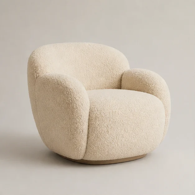 Cream upholstered lounge chair